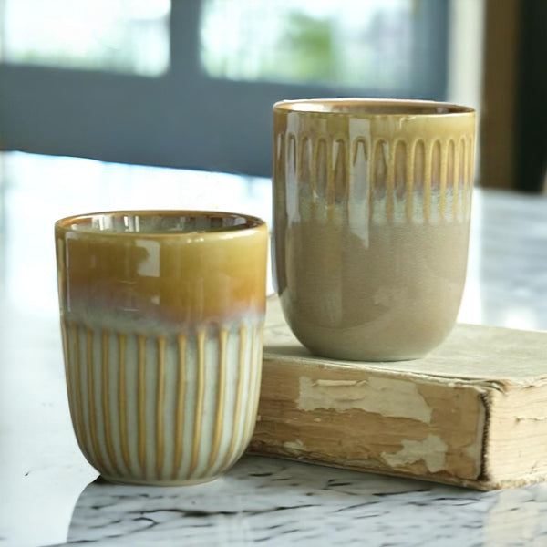 Artistic Handle Less Ceramic Mug