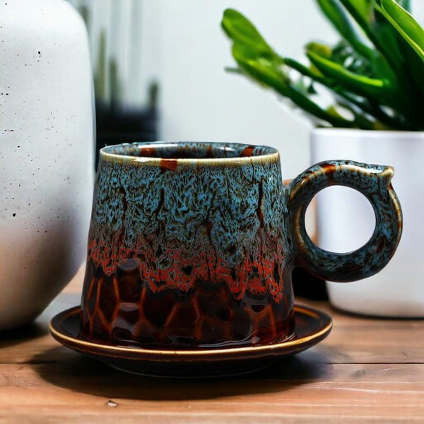 Artistic Stoneware Cup & Saucer